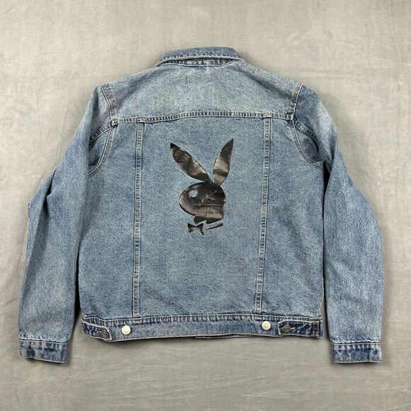 Playboy for Pacsun Jacket Mens Large Denim Posse Denim Jean Button Up Trucker - Picture 6 of 10
